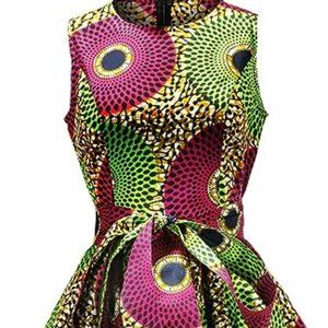 SHENBOLEN Women African Print Dresses Traditional Clothing Party Dress NWT